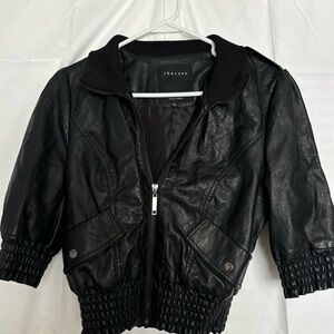 Vintage short sleeve leather jacket